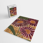 Daisies in Country Field Painting in Burgundy Red Jigsaw Puzzle Gallery Image 2