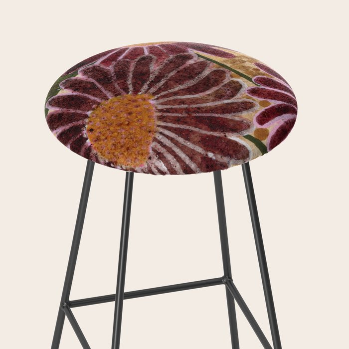 Daisies in Country Field Painting in Burgundy Red Stool Gallery Image 2
