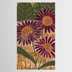 Daisies in Country Field Painting in Burgundy Red Tablecloth Gallery Image 2
