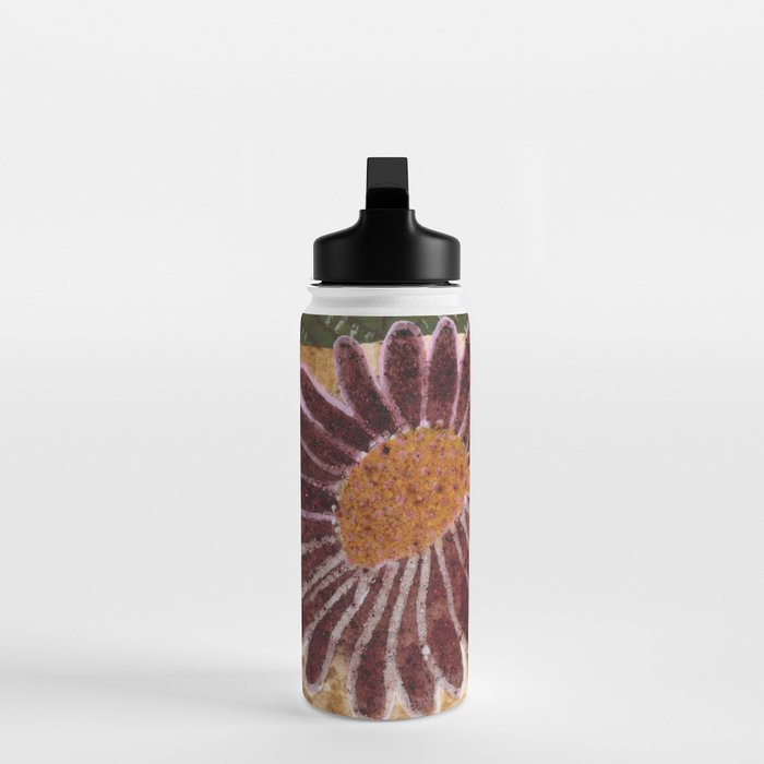 Daisies in Country Field Painting in Burgundy Red Water Bottle Gallery Image 3