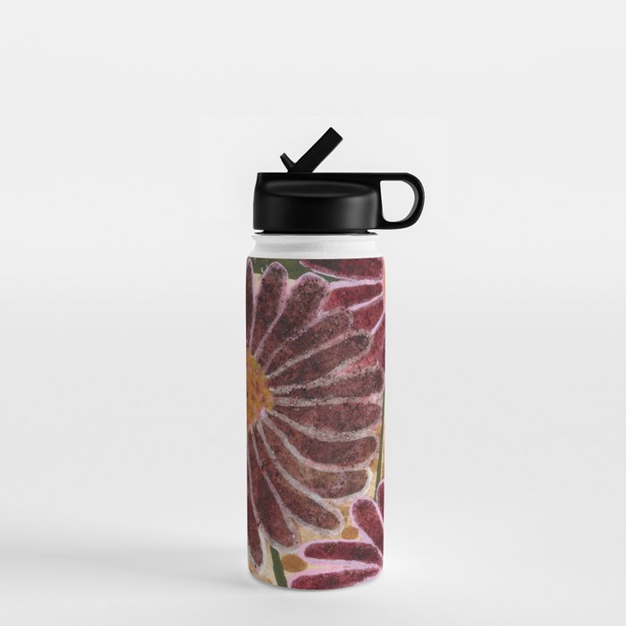 Daisies in Country Field Painting in Burgundy Red Water Bottle Gallery Image 1