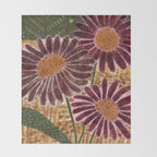 Daisies in Country Field Painting in Burgundy Red Throw Blanket Gallery Image 2
