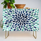 Flower Bloom, Aqua and Navy Credenza Gallery Image 1