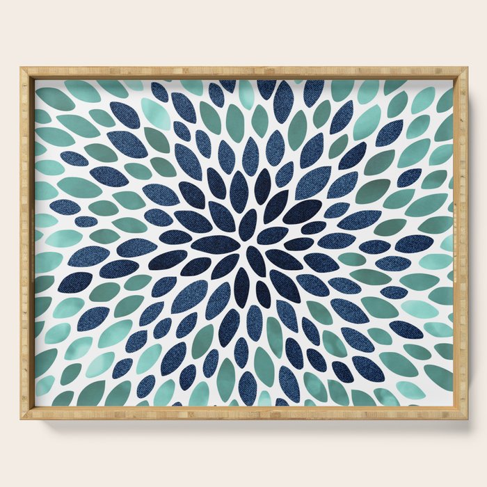 Flower Bloom, Aqua and Navy Serving Tray Gallery Image 1