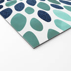 Flower Bloom, Aqua and Navy Welcome Mat Gallery Image 2