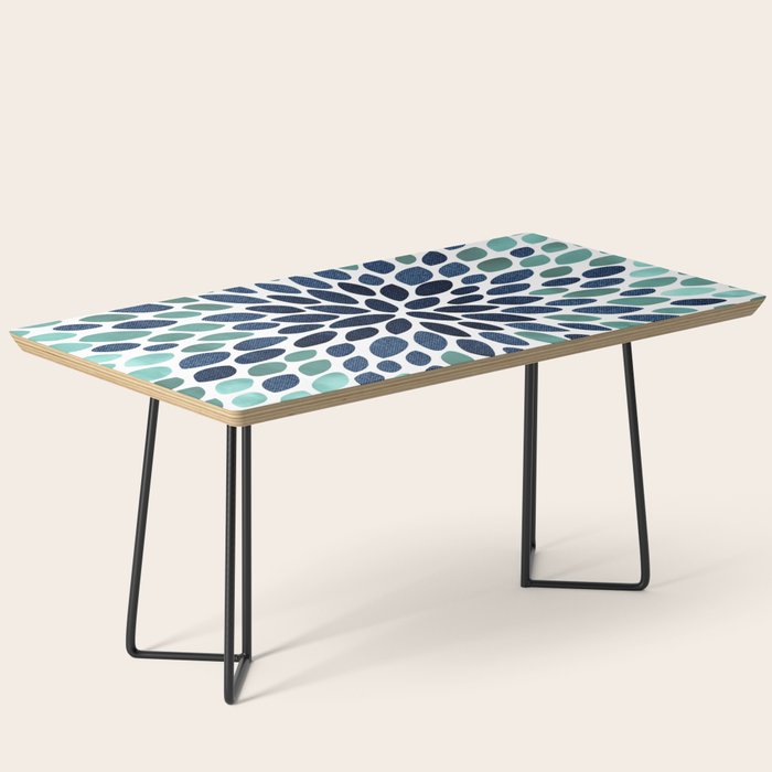Flower Bloom, Aqua and Navy Coffee Table Gallery Image 1