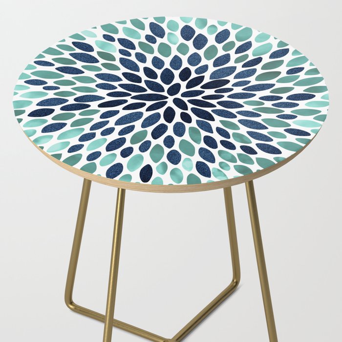 Flower Bloom, Aqua and Navy Side Table Gallery Image 2
