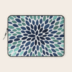 Flower Bloom, Aqua and Navy Laptop Sleeve Gallery Image 1