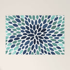 Flower Bloom, Aqua and Navy Welcome Mat Gallery Image 1