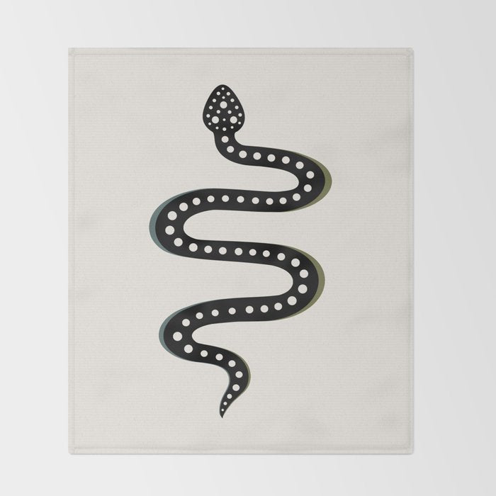 Minimal Snake - Black Throw Blanket Gallery Image 2