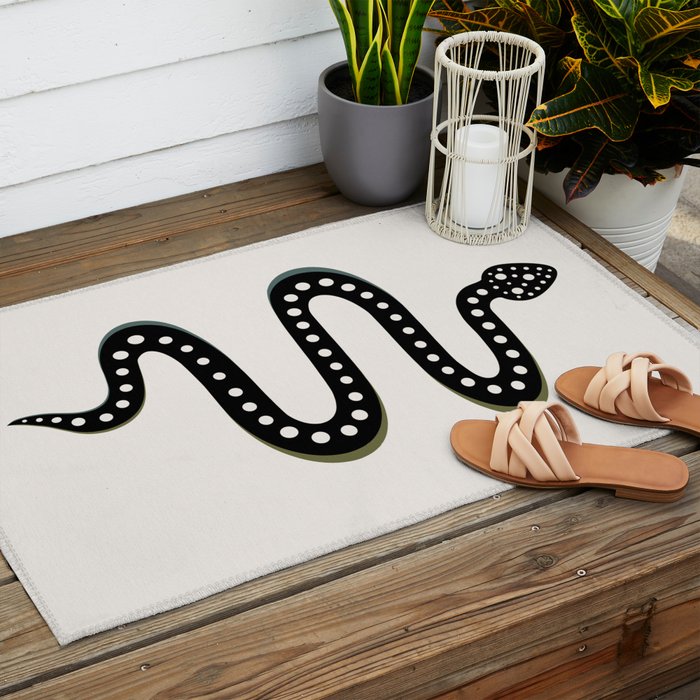 Minimal Snake - Black Outdoor Rug Gallery Image 2
