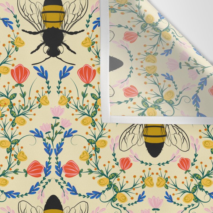 Bee Garden - Cream Wall Tapestry Gallery Image 3