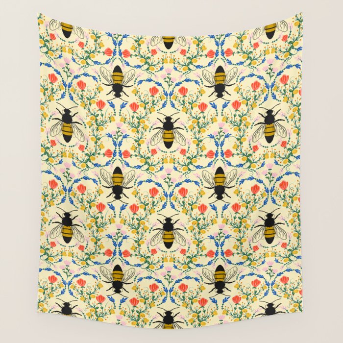Bee Garden - Cream Wall Tapestry Gallery Image 4