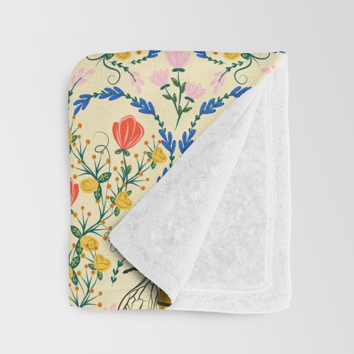 Bee Garden - Cream Throw Blanket Gallery Image 3