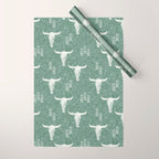 desert skulls - southwest cow skulls on sage Wrapping Paper Gallery Image 1