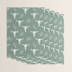 desert skulls - southwest cow skulls on sage Wrapping Paper Gallery Image 3