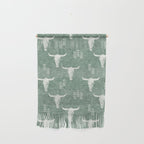 desert skulls - southwest cow skulls on sage Wall Hanging Gallery Image 1