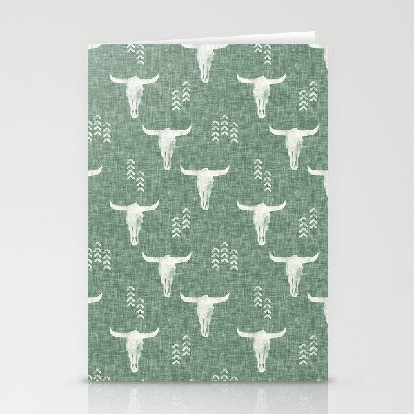 desert skulls - southwest cow skulls on sage Stationery Card Gallery Image 2