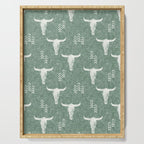 desert skulls - southwest cow skulls on sage Serving Tray Gallery Image 1