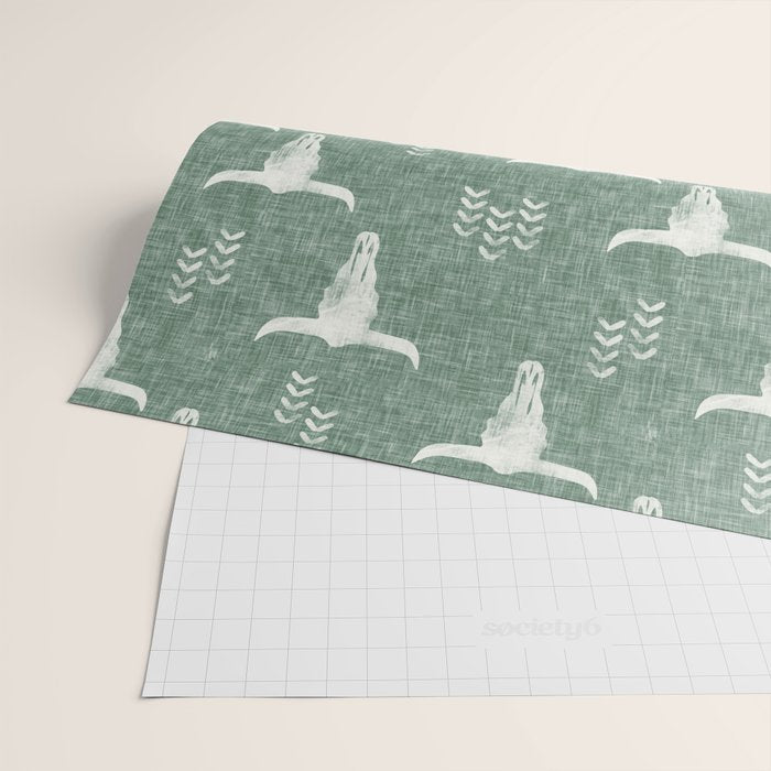 desert skulls - southwest cow skulls on sage Wrapping Paper Gallery Image 2