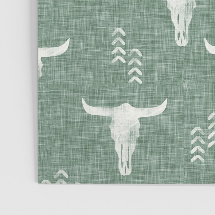 desert skulls - southwest cow skulls on sage Poster Gallery Image 3