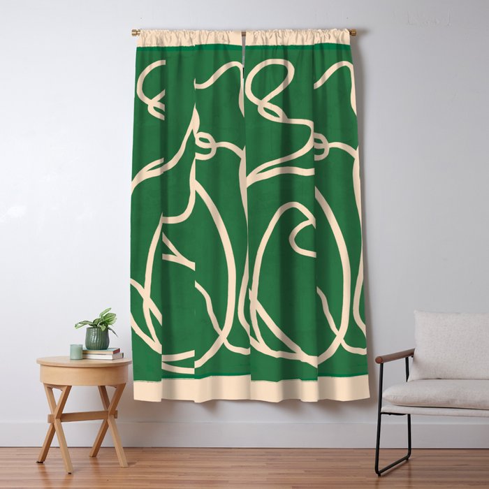 Abstract Line Art Cat 10 Window Curtain Gallery Image 5