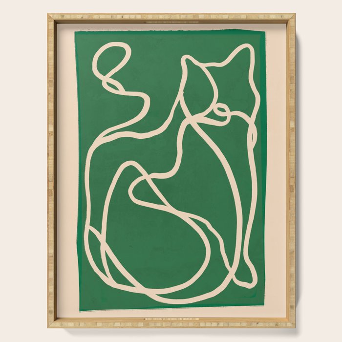 Abstract Line Art Cat 10 Serving Tray Gallery Image 1