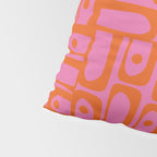 Mid Century Modern Piquet Abstract Geometric Multi Pattern Hot Pink and Red-Orange Pillow Sham Gallery Image 4