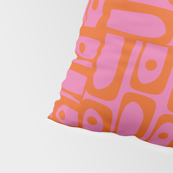 Mid Century Modern Piquet Abstract Geometric Multi Pattern Hot Pink and Red-Orange Pillow Sham Gallery Image 4