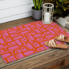 Mid Century Modern Piquet Abstract Geometric Multi Pattern Hot Pink and Red-Orange Outdoor Rug Gallery Image 2