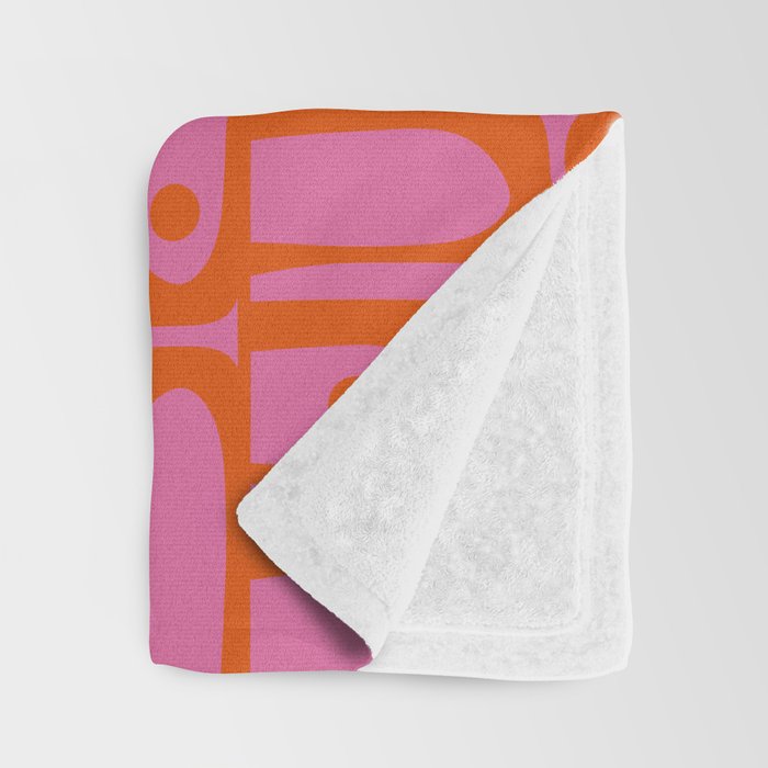 Mid Century Modern Piquet Abstract Geometric Multi Pattern Hot Pink and Red-Orange Throw Blanket Gallery Image 3