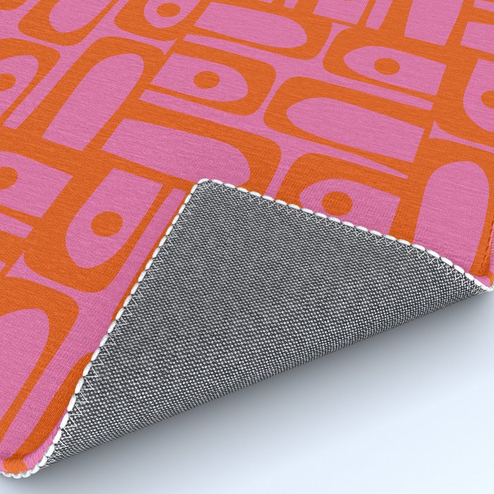 Mid Century Modern Piquet Abstract Geometric Multi Pattern Hot Pink and Red-Orange Rug Gallery Image 4