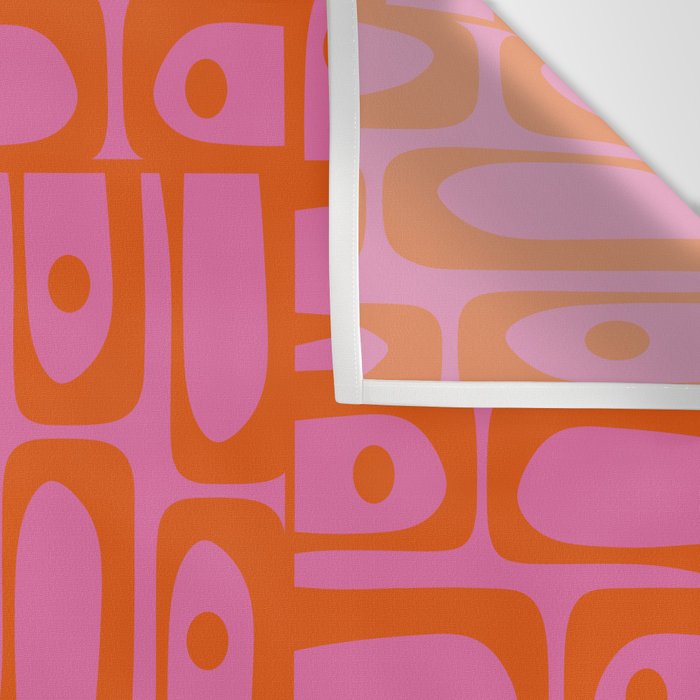 Mid Century Modern Piquet Abstract Geometric Multi Pattern Hot Pink and Red-Orange Wall Tapestry Gallery Image 3