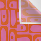 Mid Century Modern Piquet Abstract Geometric Multi Pattern Hot Pink and Red-Orange Wall Tapestry Gallery Image 3