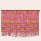 Mid Century Modern Piquet Abstract Geometric Multi Pattern Hot Pink and Red-Orange Wall Hanging Gallery Image 1