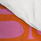 Mid Century Modern Piquet Abstract Geometric Multi Pattern Hot Pink and Red-Orange Comforter Gallery Image 4