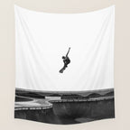 Air - Skateboarding at Venice Beach, Black and White Photography Wall Tapestry Gallery Image 4
