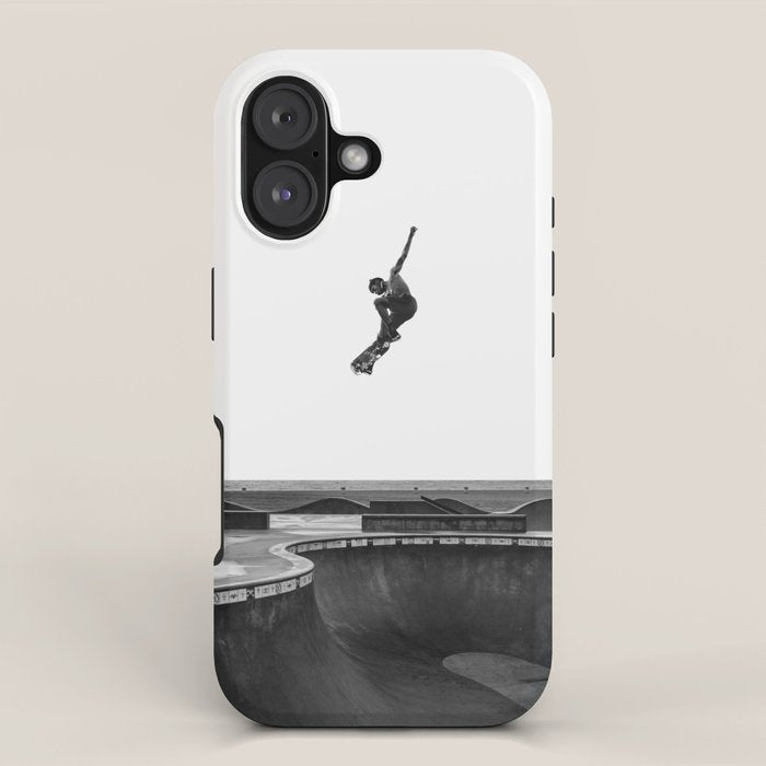 Air - Skateboarding at Venice Beach, Black and White Photography iPhone Case Gallery Image 1