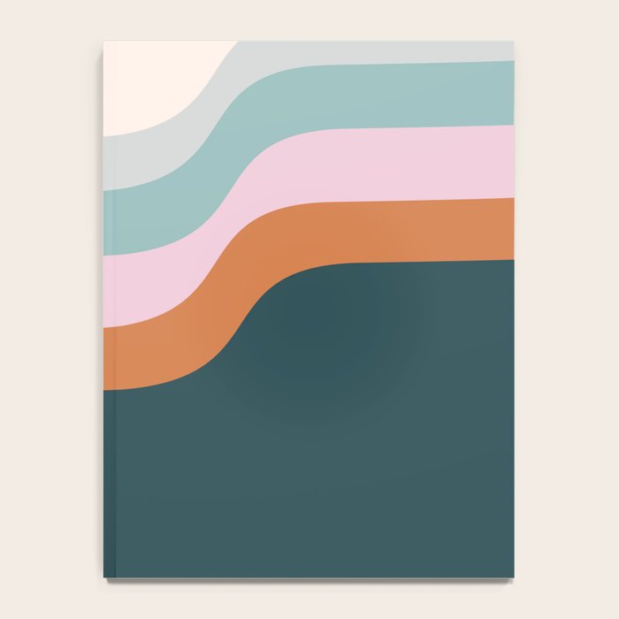 Abstract Diagonal Waves in Teal, Terracotta, and Pink Notebook Gallery Image 4