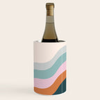 Abstract Diagonal Waves in Teal, Terracotta, and Pink Wine Chiller Gallery Image 2