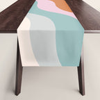 Abstract Diagonal Waves in Teal, Terracotta, and Pink Table Runner Gallery Image 1