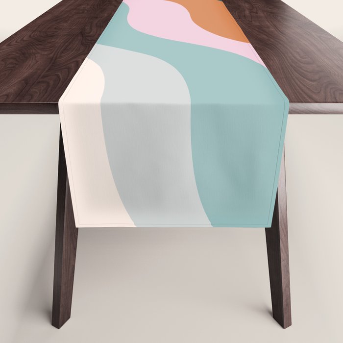 Abstract Diagonal Waves in Teal, Terracotta, and Pink Table Runner Gallery Image 1