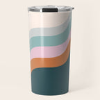 Abstract Diagonal Waves in Teal, Terracotta, and Pink Travel Mug Gallery Image 1