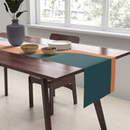 Abstract Diagonal Waves in Teal, Terracotta, and Pink Table Runner Gallery Image 2