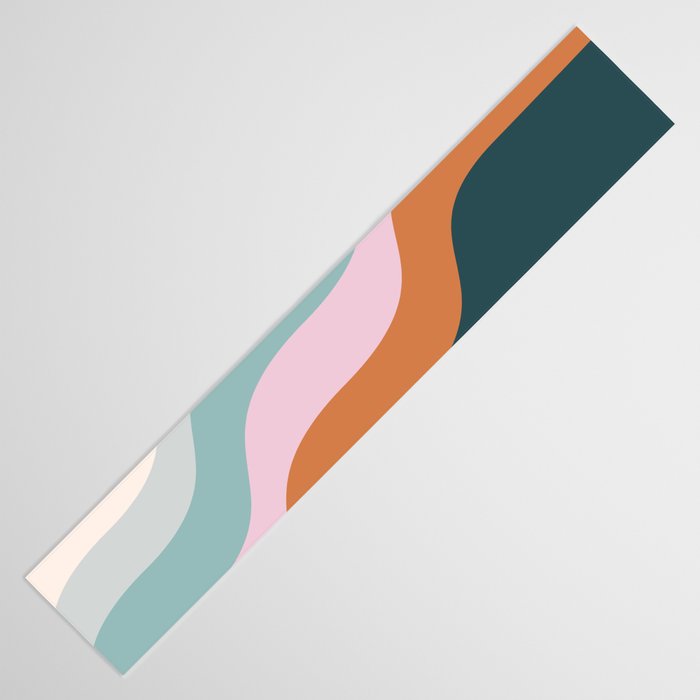 Abstract Diagonal Waves in Teal, Terracotta, and Pink Table Runner Gallery Image 3