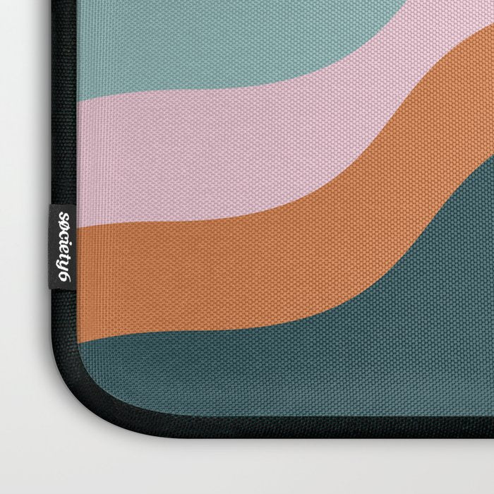 Abstract Diagonal Waves in Teal, Terracotta, and Pink Laptop Sleeve Gallery Image 3