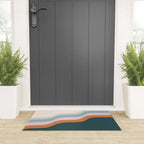 Abstract Diagonal Waves in Teal, Terracotta, and Pink Welcome Mat Gallery Image 3
