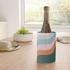 Abstract Diagonal Waves in Teal, Terracotta, and Pink Wine Chiller Gallery Image 4