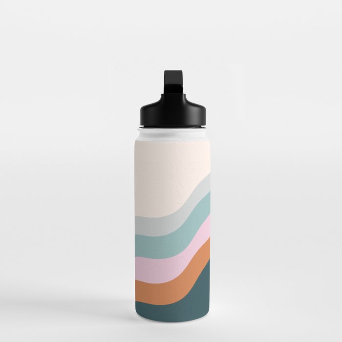 Abstract Diagonal Waves in Teal, Terracotta, and Pink Water Bottle Gallery Image 3