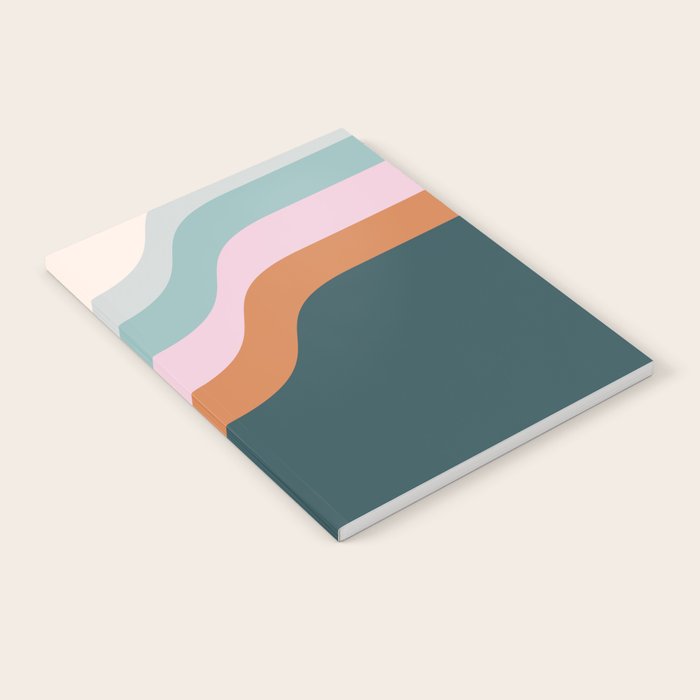 Abstract Diagonal Waves in Teal, Terracotta, and Pink Notebook Gallery Image 2
